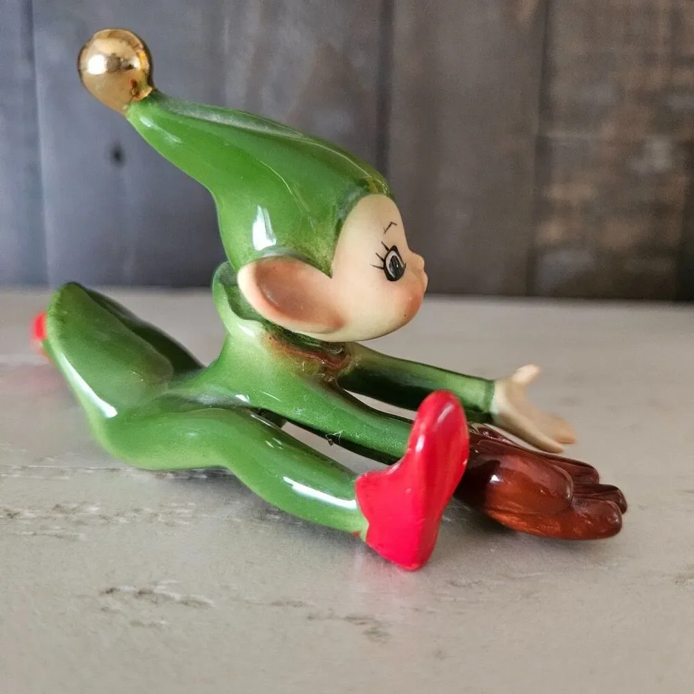 Josef Originals Pixie Figurine Rare Baseball Player Wearing Mitt With Sticker